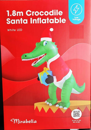 Mirabella 1.8m LV Crocodile Santa LED Inflatable/Low Voltage/Indoor or Outdoor