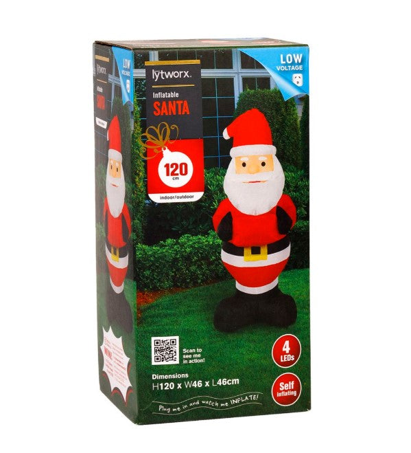 Lytworx 120cm Festive Inflatable Santa/ Suitable for Indoor or Outdoor