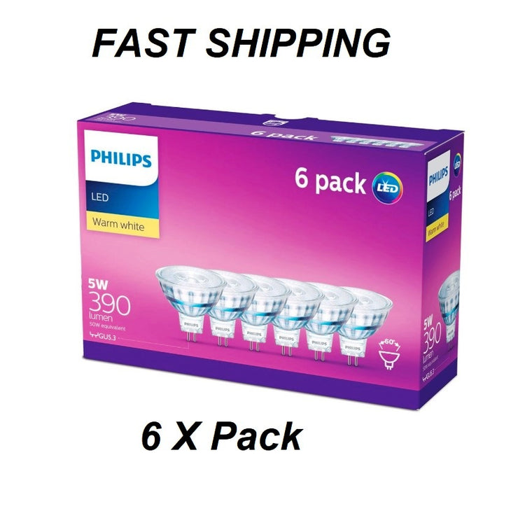 Philips 5W LED MR16 390lm Globe - 6 Pack