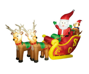 Arlec Festive Inflatable Low V 2.1M Santa Reindeer & Sleigh