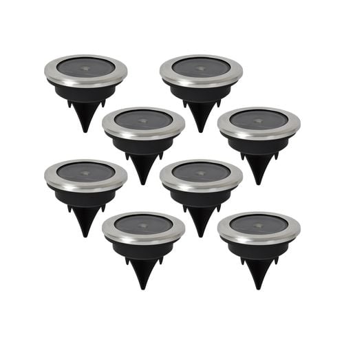 Click 6cm 10 Lumens Bailey Solar LED Disc Light - Pack of 8