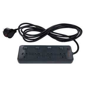 HPM Charcoal 4 Outlet Switched Powerboard With Surge Protection
