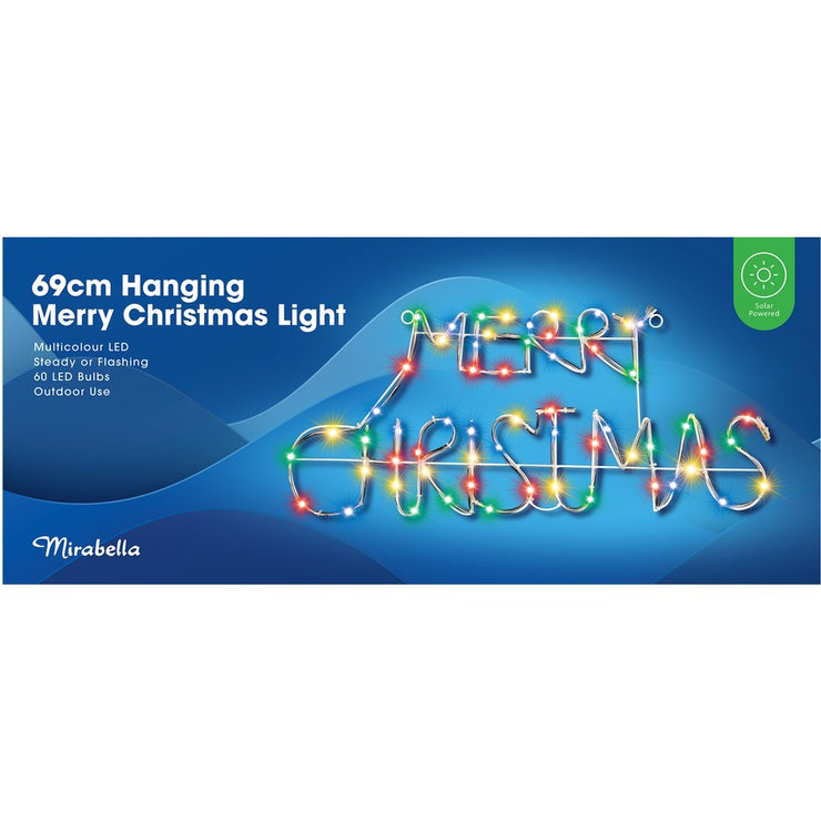 Mirabella Christmas Solar Powered 60 LED Merry Christmas Silhouette - Multi-Colour