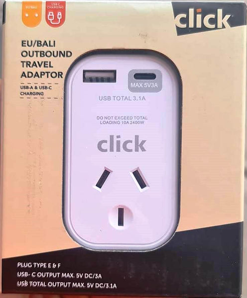 Click EU/BALI Outbound Travel Adaptor - GSTAAUVDE