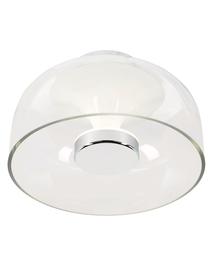Brilliant 24cm LED Ceiling Light IP44 Sato Chrome with Glass Shade