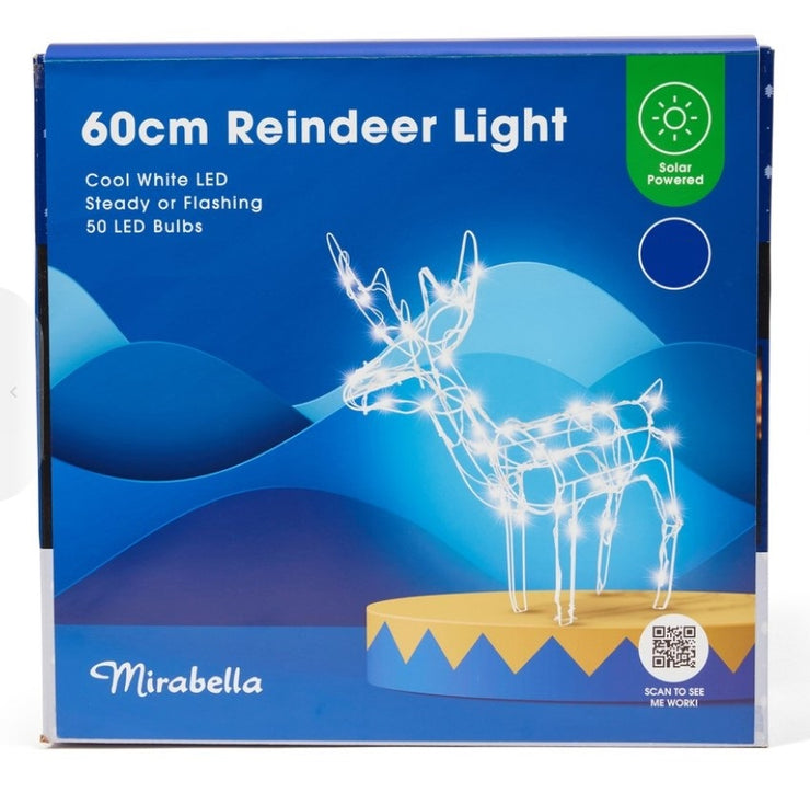 Mirabella Christmas 60cm Solar Powered 50 LED Reindeer Decoration