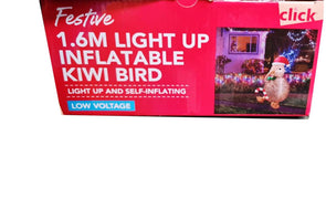 Click 1.6m Low Voltage Festive LED Inflatable Kiwi