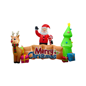 Click 3m Low Voltage Long Light Up Inflatable Santa Reindeer And Tree