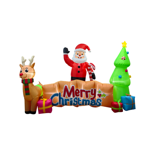 Click 3m Low Voltage Long Light Up Inflatable Santa Reindeer And Tree