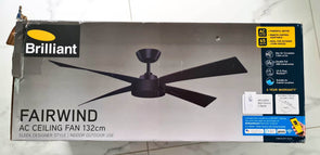 Brilliant 132cm 4 Blades Black Fairwind Ceiling Fan / Indoor & Outdoor