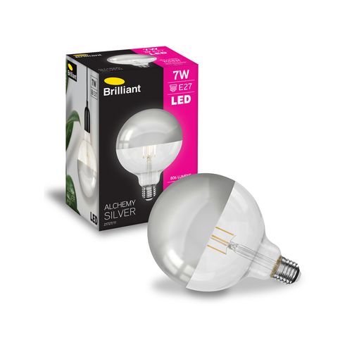 Brilliant G95 E27 LED 806lm Alchemy Silver Dip 7W Filament Globe