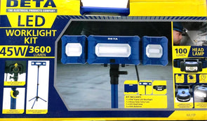 DETA 45W 3600Lumen LED Work Light Kit with Head Lamp & Carry Case