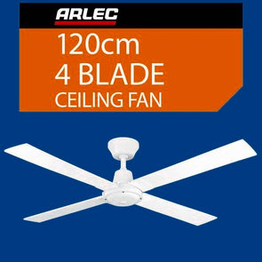 Arlec 120cm White 4 Blade Classic AC Ceiling Fan / CSF120W-1