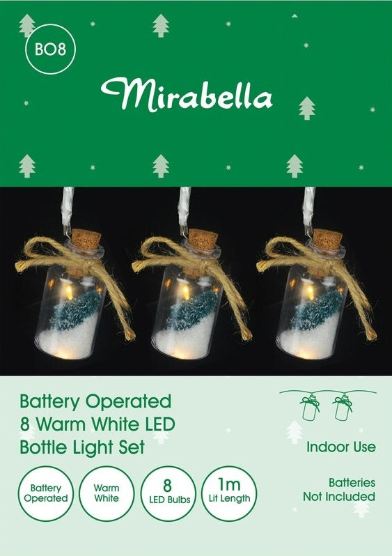 Mirabella Christmas Battery Operated 8 LED Bottle Light Set - Warm White