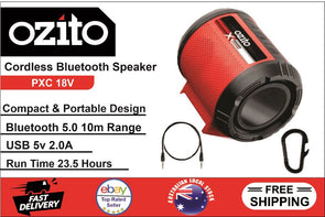 Ozito Rechargeable Compact PXC 18V Cordless Bluetooth 5.0 Speaker - Skin Only