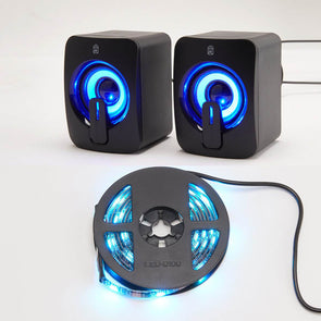4-in-1 Gaming Combo Pack with LED lights - Black /USB Powered/Remote Control