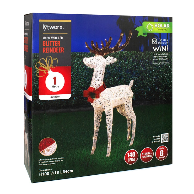 Lytworx 1m Warm White 140 LED Glitter Reindeer