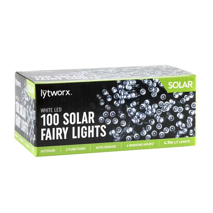 Lytworx 100 LED White 2 Function Solar Party Fairy Lights
