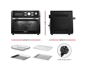 Devanti 20L Black Air Fryer Convection Oven / Oil Free Fryers Kitchen Cooker Accessories