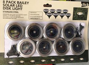 Click 8 Pack Bailey Solar LED Disk Light