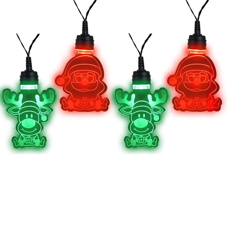 Click Christmas Santa and Reindeer LED String Lights - 4 Pack