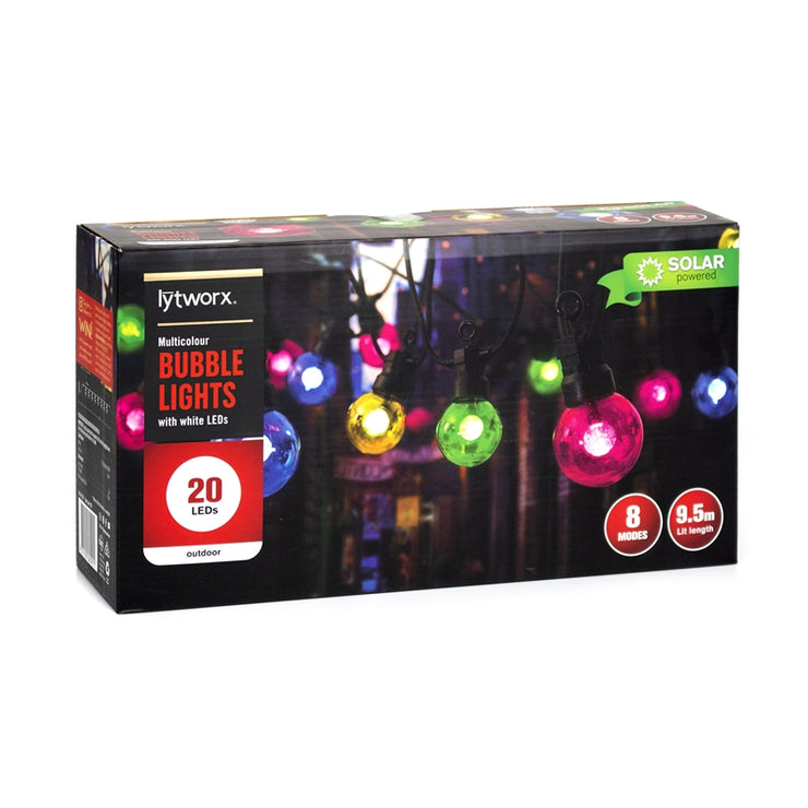 Lytworx 9.5m Solar 20 LED Bubble Festive Party Lights - Multicolour