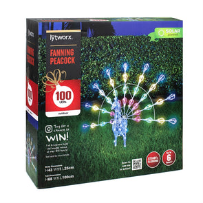 Lytworx 68cm & 100 LED Solar Peacock Statue with Function Controller