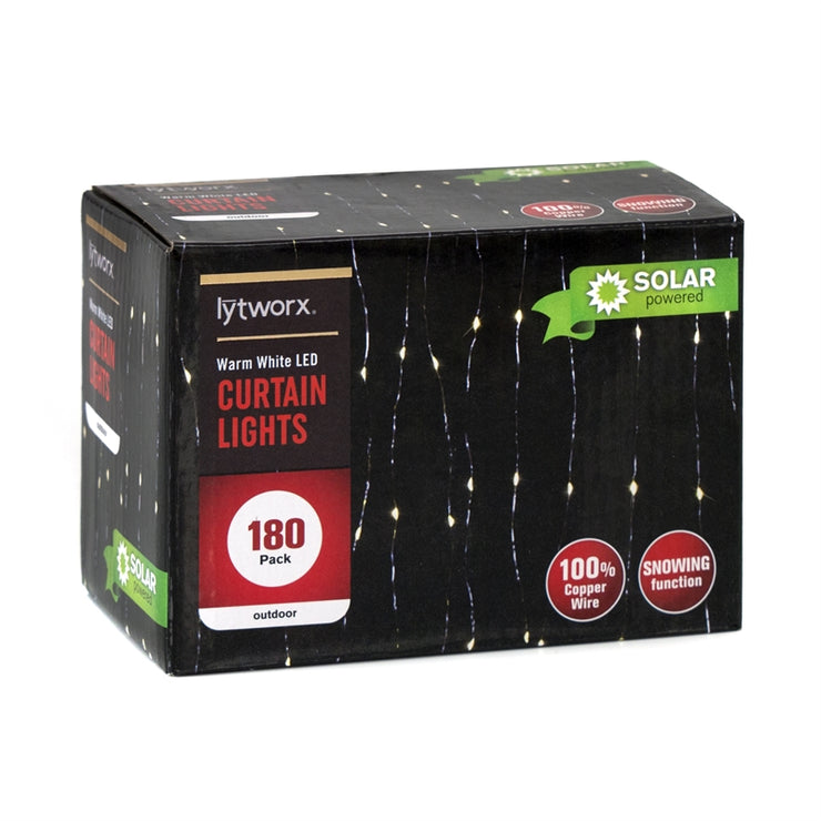 Lytworx 180 LED Warm White Curtain Solar Lights