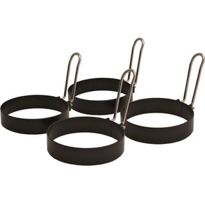 BBQ Buddy Non-Stick 75mm Egg Rings With Handle - 4 Pack / Foldable & Reusable