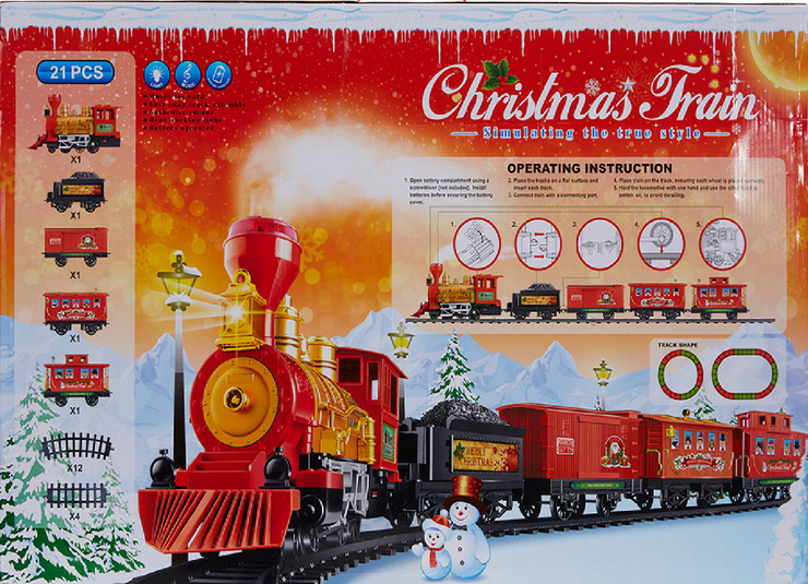 Christmas Train 21 Piece /Battery Operated with  authentic sounds/ Easy Track Assembly
