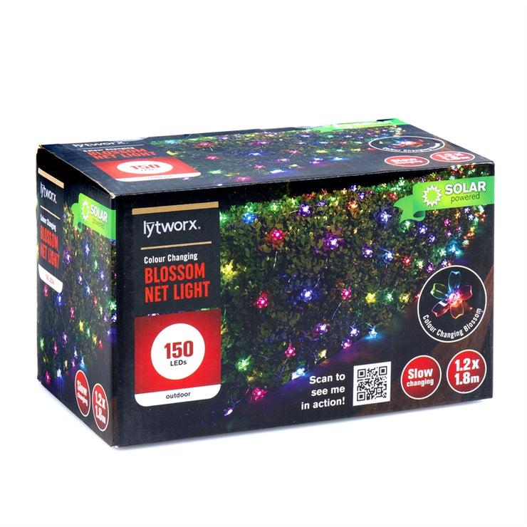 Lytworx 150 LED Solar Colour Changing Blossom Net Lights/Net Size 1.2m x 1.8m