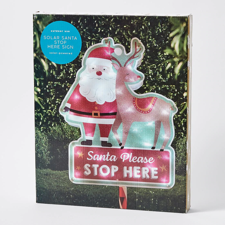 Christmas Solar 'Santa Stop Here' Sign