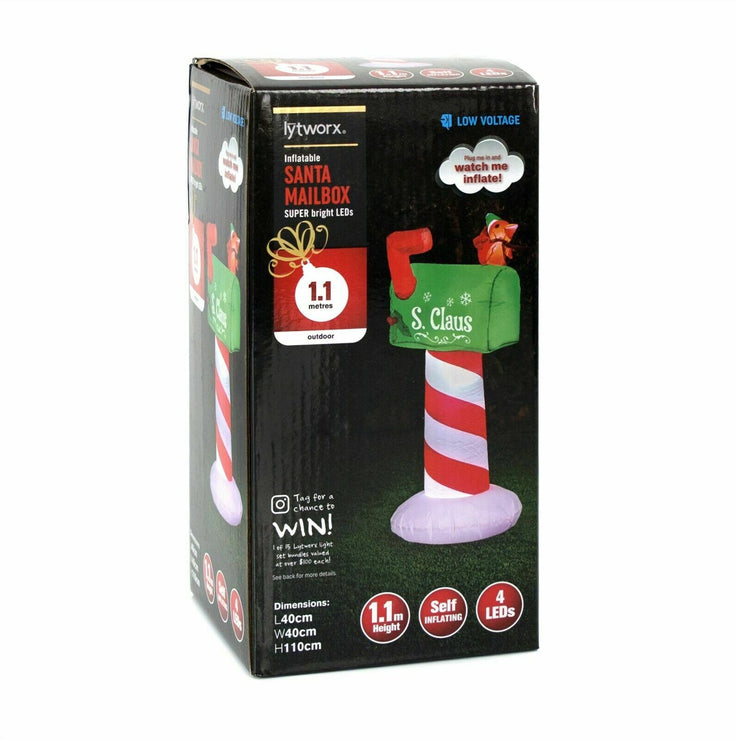 Lytworx 1.1m Inflatable Santa Mailbox Super Bright LEDs