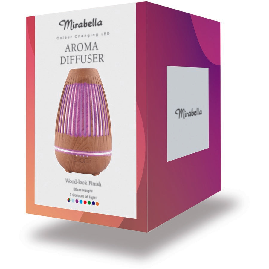 Mirabella 260ml Wood Look Aroma Diffuser With Colour Changing LED