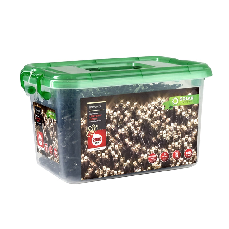 Lytworx 100m Warm White 2000 LED Solar Fairy Lights