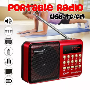 Digital MP3 Player FM Radio USB TF Slot 3W Mini Portable Red