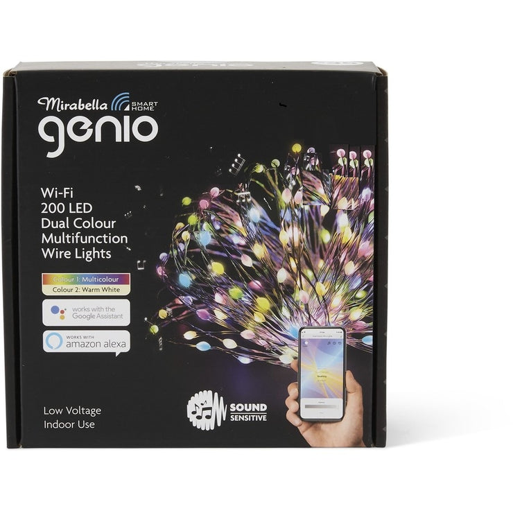 Mirabella Christmas Genio Wi-Fi 200 LED Dual Colour Wire Lights - Multi-Colour