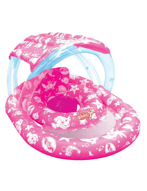 Wahu JNR Swim Ring With Seat & Canopy - Red Or Blue/ Soft Feel PVC