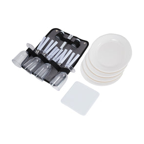 Backpack Utensil Picnic Set - Grey / Ideal for Camping & Outdoor Trips