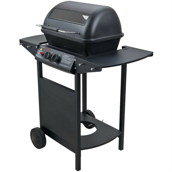 Jumbuck 2 Burner BBQ With Glass Window Hood-Black
