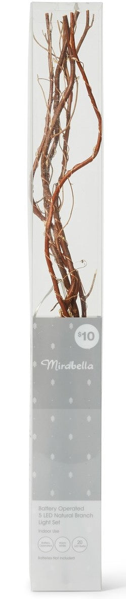 Mirabella Christmas Battery Operated 5 LED Branch Light Set - Natural