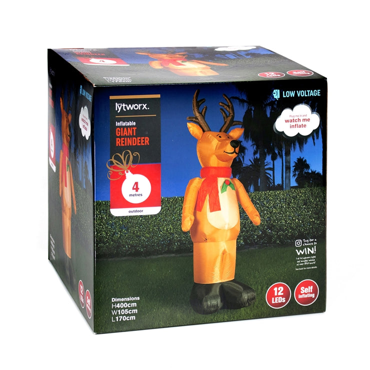Lytworx 4m Self Inflatable Reindeer with 12 Super Bright LEDs