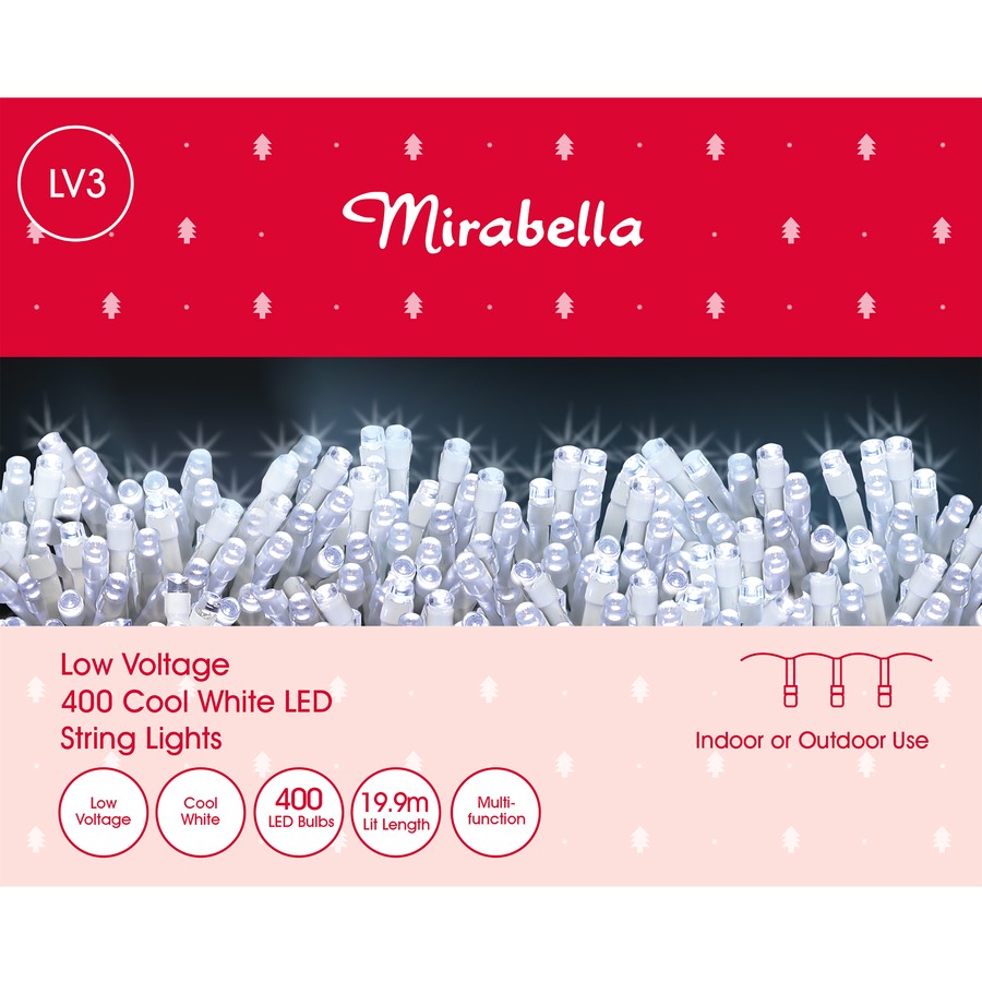 Mirabella Christmas Low Voltage 400 LED String Lights White TheITmart