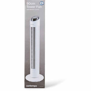 Contempo Tower Fan With Remote 90cm - White