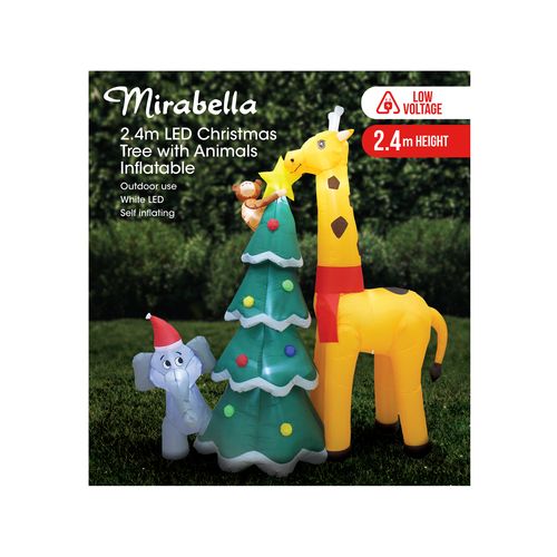 Mirabella Festive 2.4m LED Christmas Tree with Animals Inflatable
