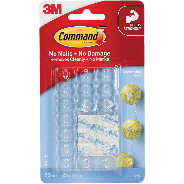 3M Command Adhesive Decorating Clips 20 Pack - Clear