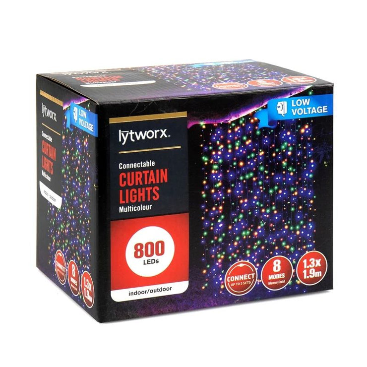 Lytworx 1.3m x 1.9m Multicolour 800 LED Connectable Curtain Lights - Low Voltage