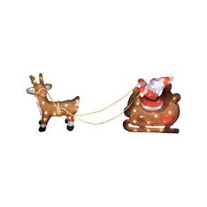 Mirabella LED Acrylic Santa Sleigh & Reindeer Festive Statue