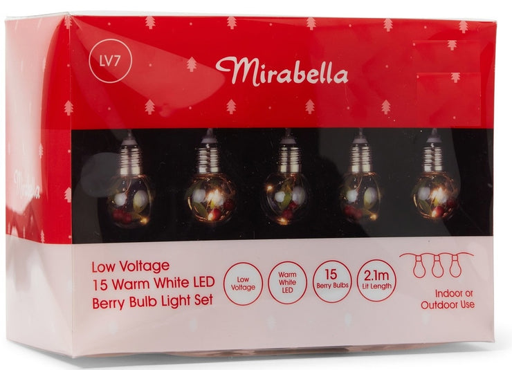 Mirabella Christmas Low Voltage 15 LED Berry Bulb Light Set - Warm White