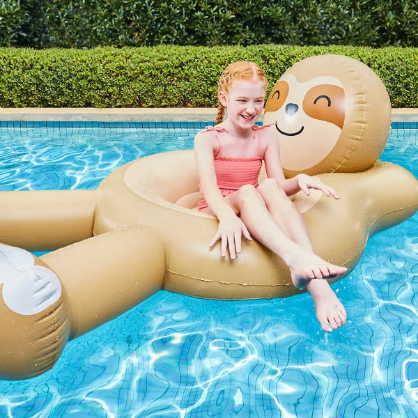 Inflatable Sloth Pool Float - Brown / Suitable for Ages 10+ Years